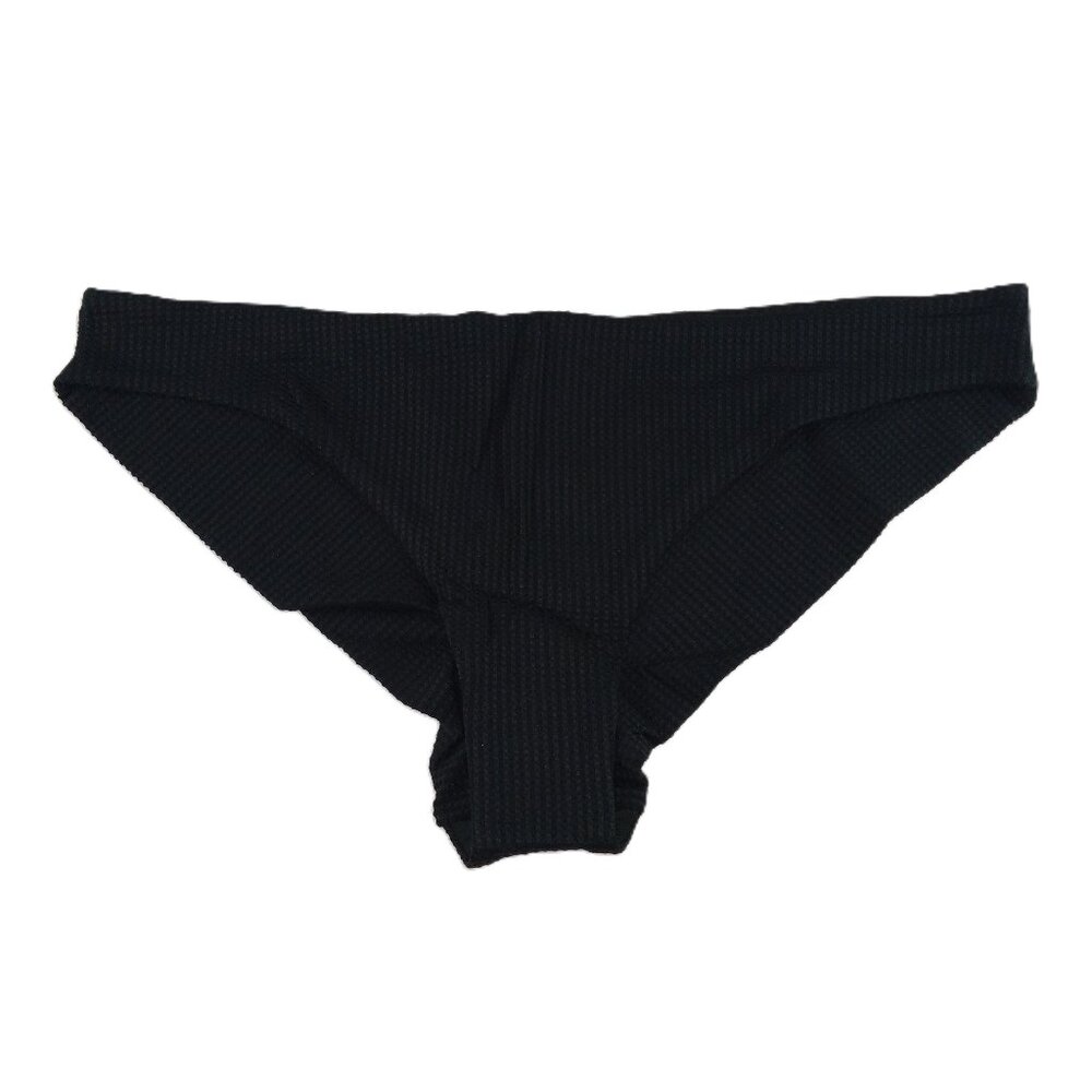 Aerie Waffle Cheeky Bikini Bottom Women's Size XL True Black Swimsuit